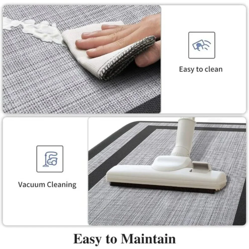 2 Pcs Cushioned Anti-Fatigue Kitchen Mats, Non-Skid Waterproof Rugs, Black/Gray